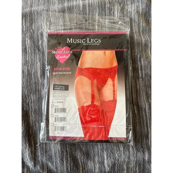 Music Legs adjustable lace garter belt in Black - Picture 2 of 2